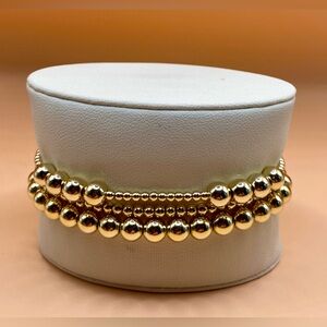 14K Gold Filled Beaded Bracelet Set; Set/3; Water & Sweat proof; Non tarnish.